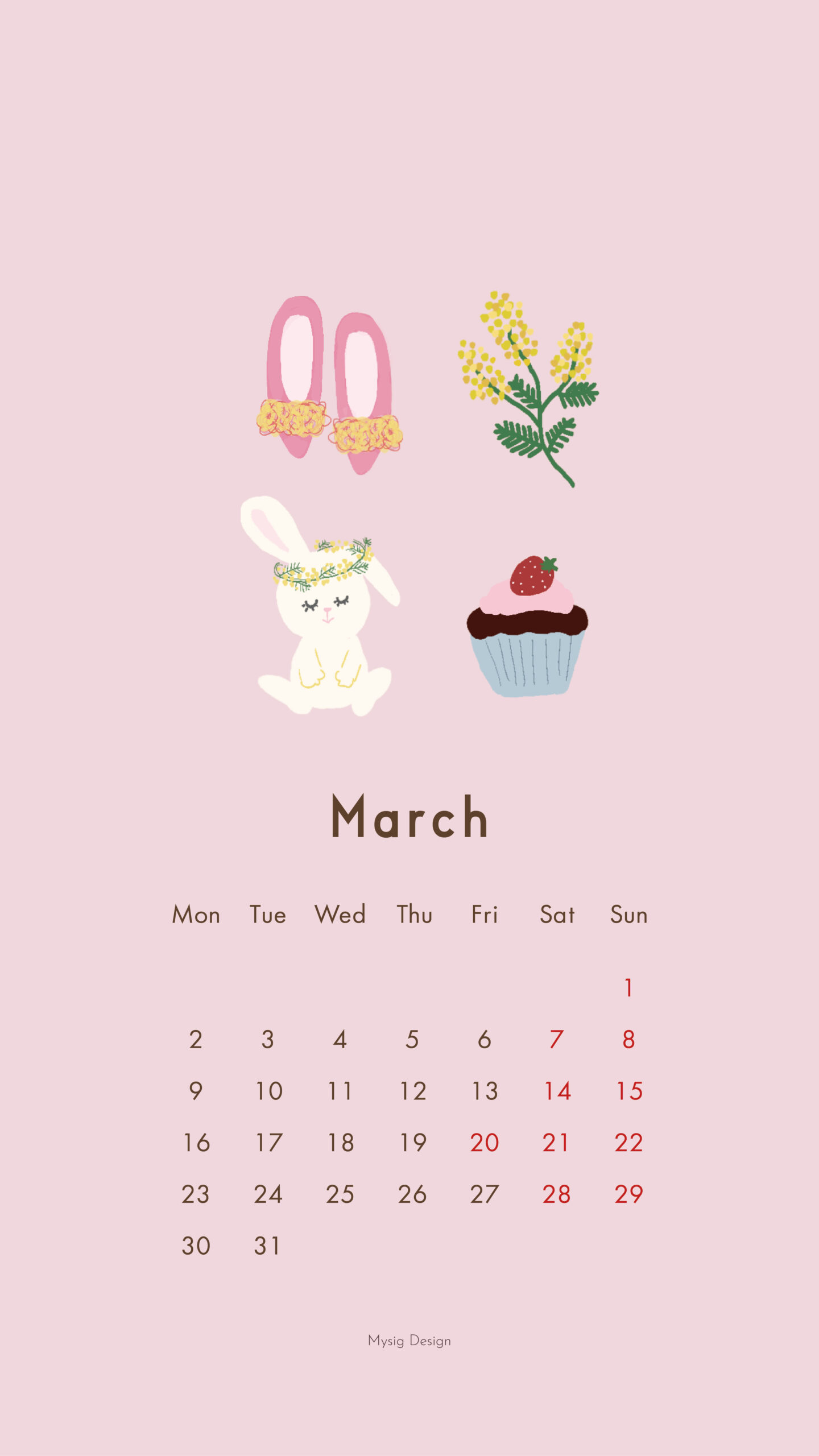 3月 カレンダー イラスト ポストカード