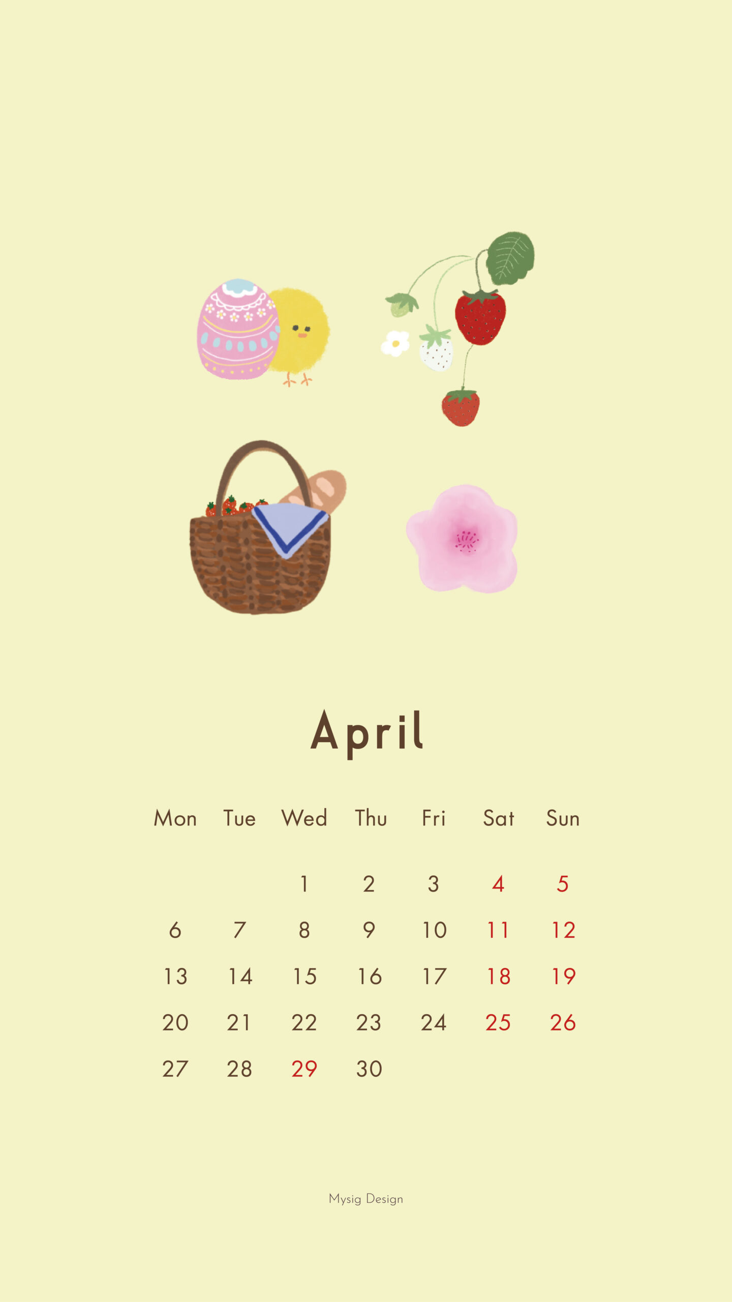 4月 カレンダー デザイン イラスト