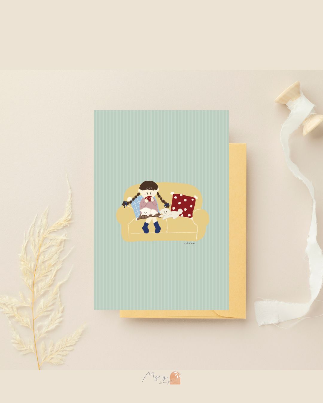 ポストカード　イラスト　デザイン　犬